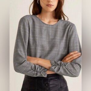 Mango MNG Basics Checkered Blouse 2